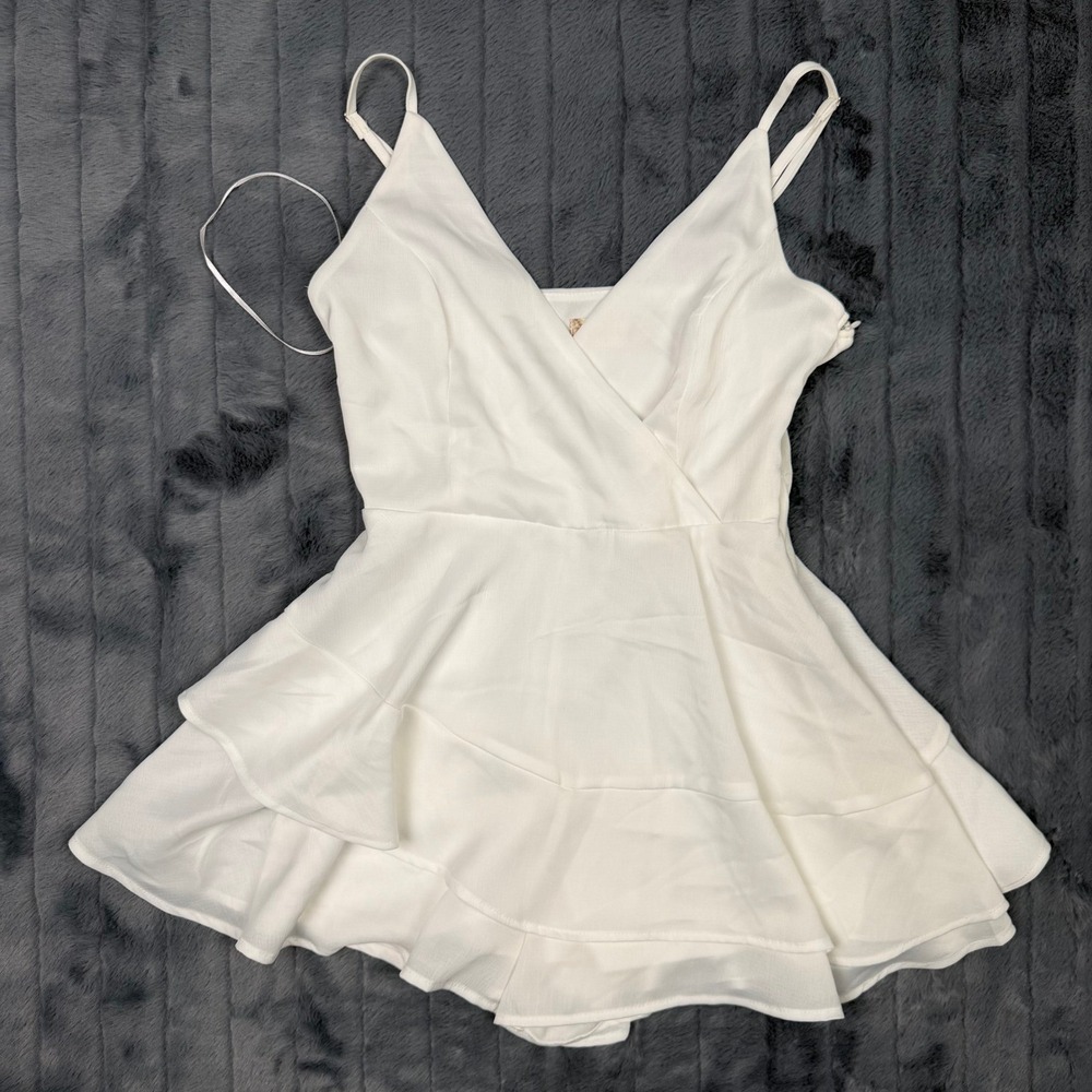 Altar'd State Artesia White Ruffle Tiered Romper Dress XS Bridal Graduation